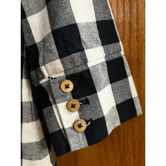 TROVATA Coat Jacket Sz L Large Double Breasted Pleated Back Gingham Buffalo NWOT - Picture 5 of 15
